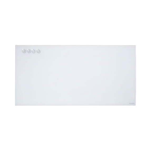 ECR4Kids MessageStor Dry-Erase Glass Board and Magnets, Office Essentials, White