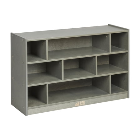 ECR4Kids Mobile Building Block Storage Cabinet, Medium, Classroom Furniture, Grey Wash