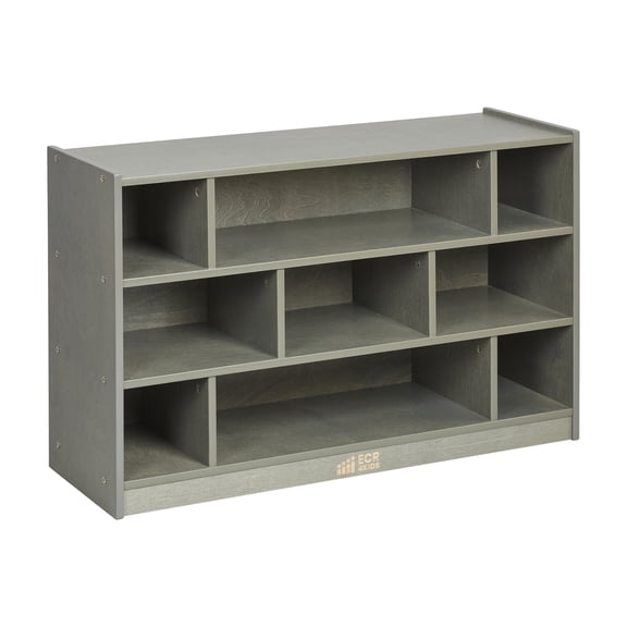 ECR4Kids Mobile Building Block Storage Cabinet, Medium, Classroom Furniture, Grey Wash