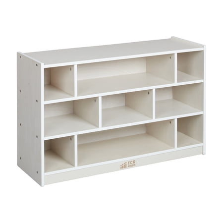 ECR4Kids Mobile Building Block Storage Cabinet, Medium, Classroom Furniture, White Wash