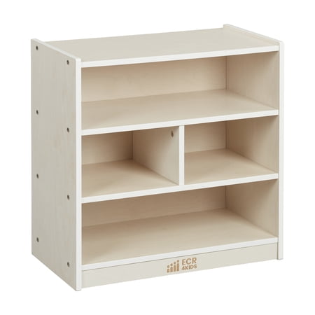 ECR4Kids Mobile Building Block Storage Cabinet, Small, Classroom Furniture, White Wash