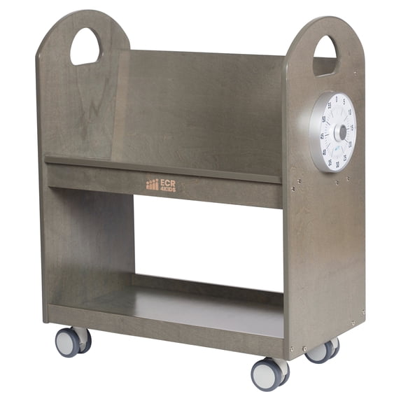 ECR4Kids Mobile Book Cart with Countdown Timer and Storage, Children's Furniture, Grey Wash