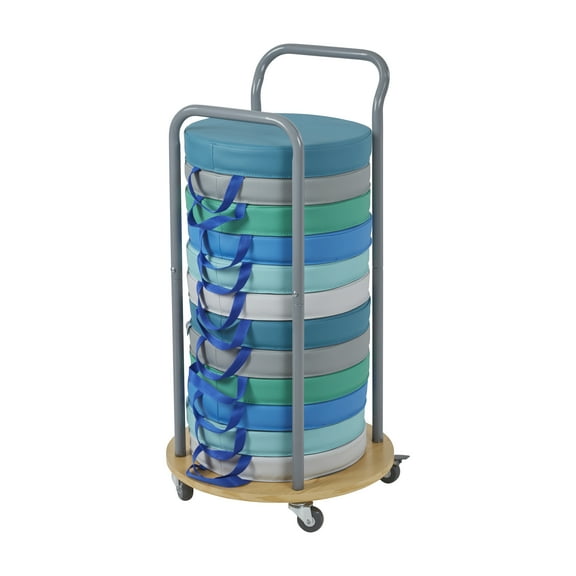 SoftZone Round Floor Cushions and Mobile Cushion Cart