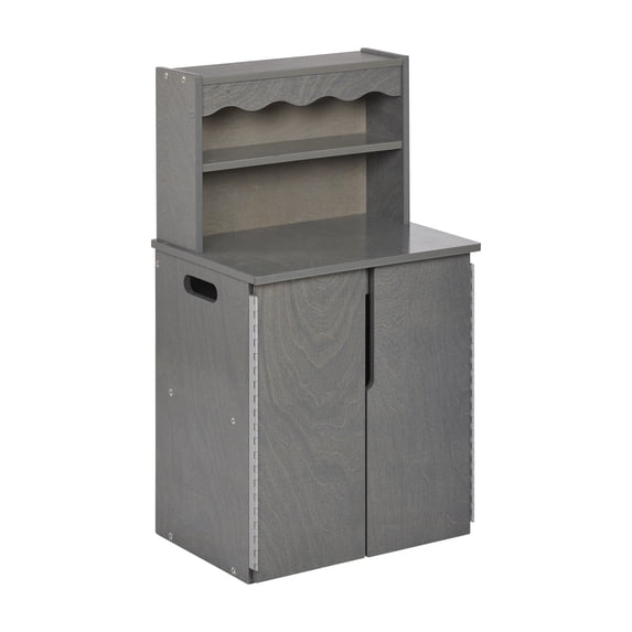 ECR4Kids Wooden Pretend Play Kitchen Storage Cupboard for Kids, Montessori Playset, Grey Wash
