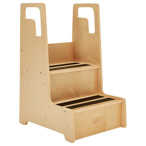 ECR4Kids Reach-Up 2-Step Stool with Support Handles, Childrens Furniture, Natural