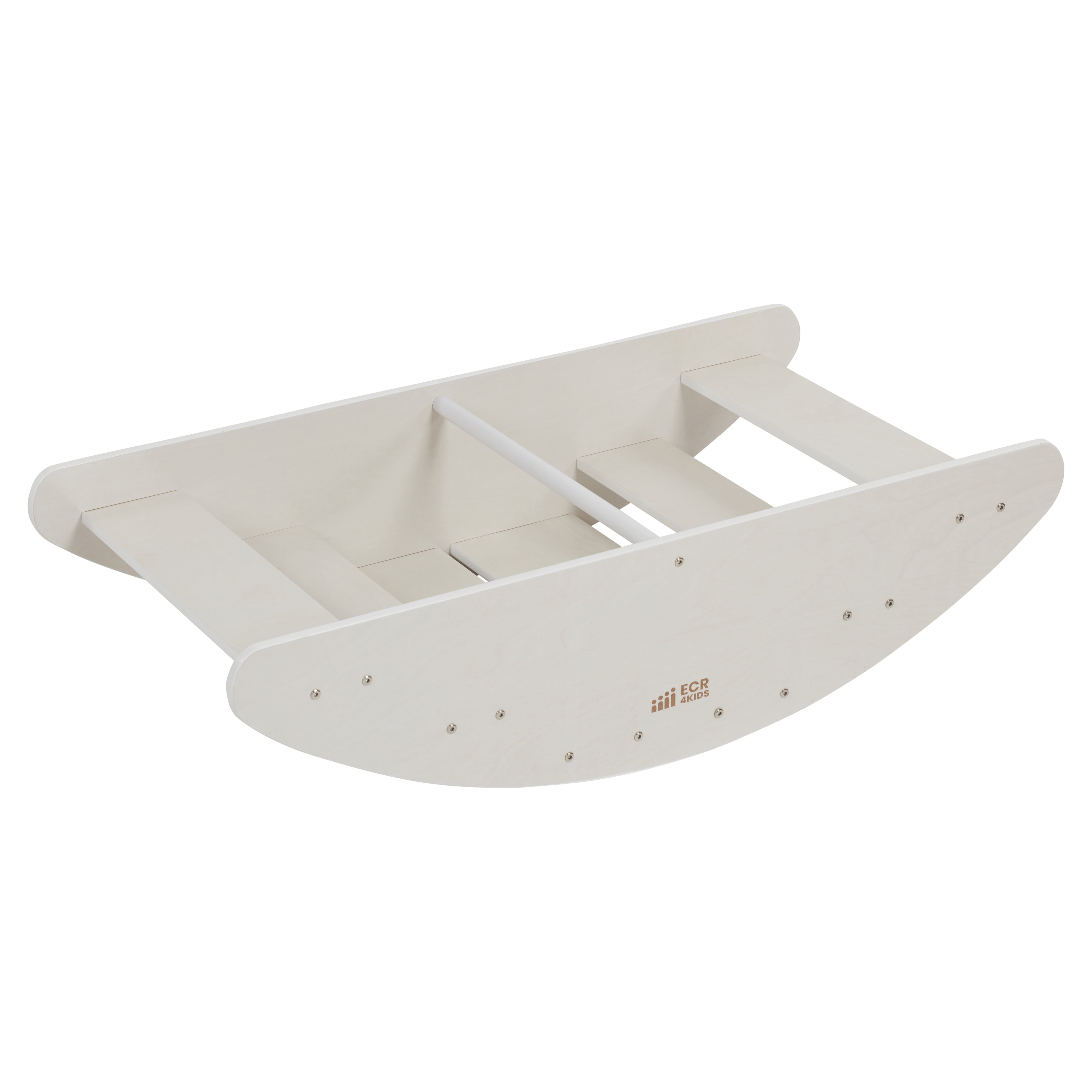 ECR4Kids Wooden Rocking Boat and Steps Play Center, Montessori Furniture, White Wash
