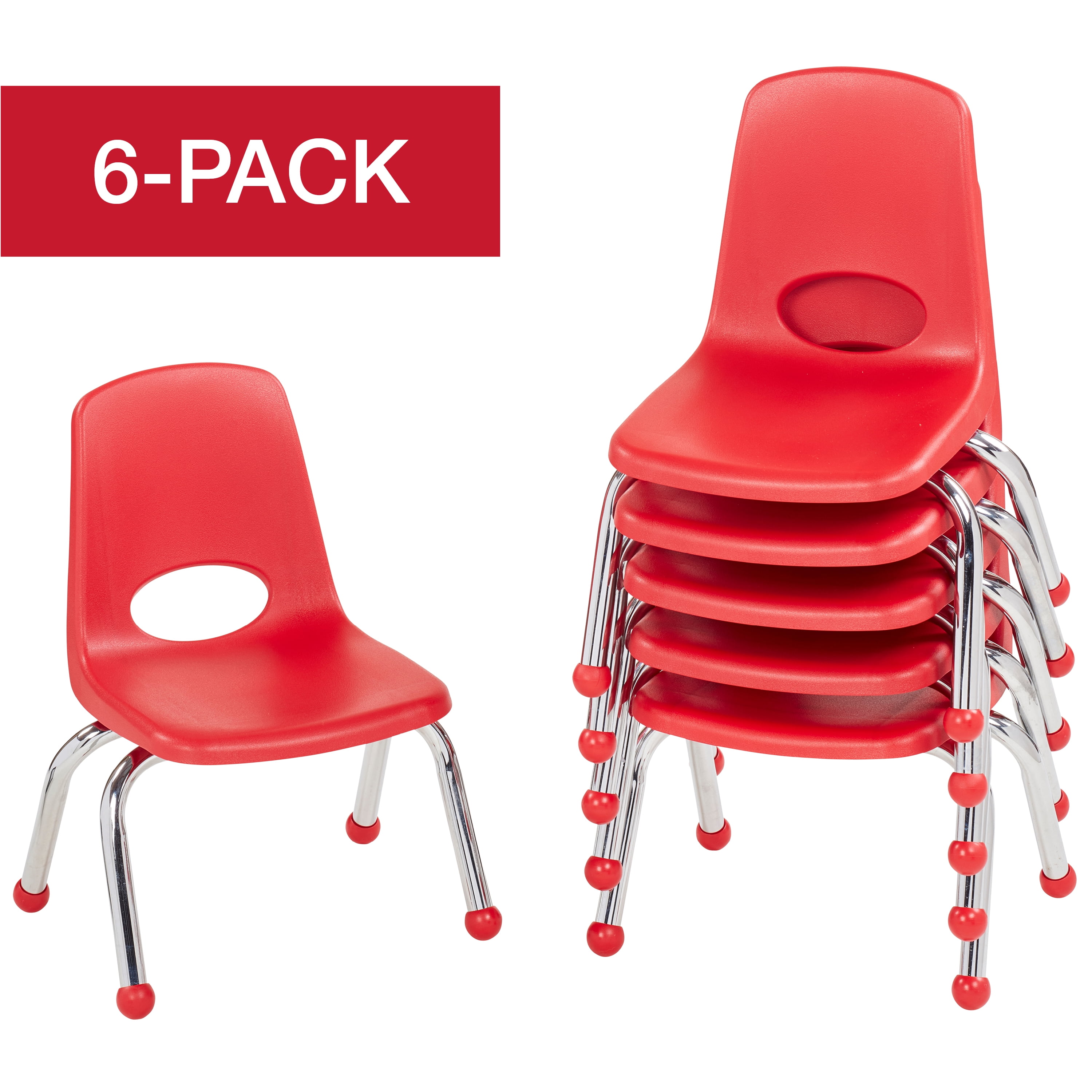ECR4Kids School Stack Chair Chrome Legs Multiple Sizes Colors