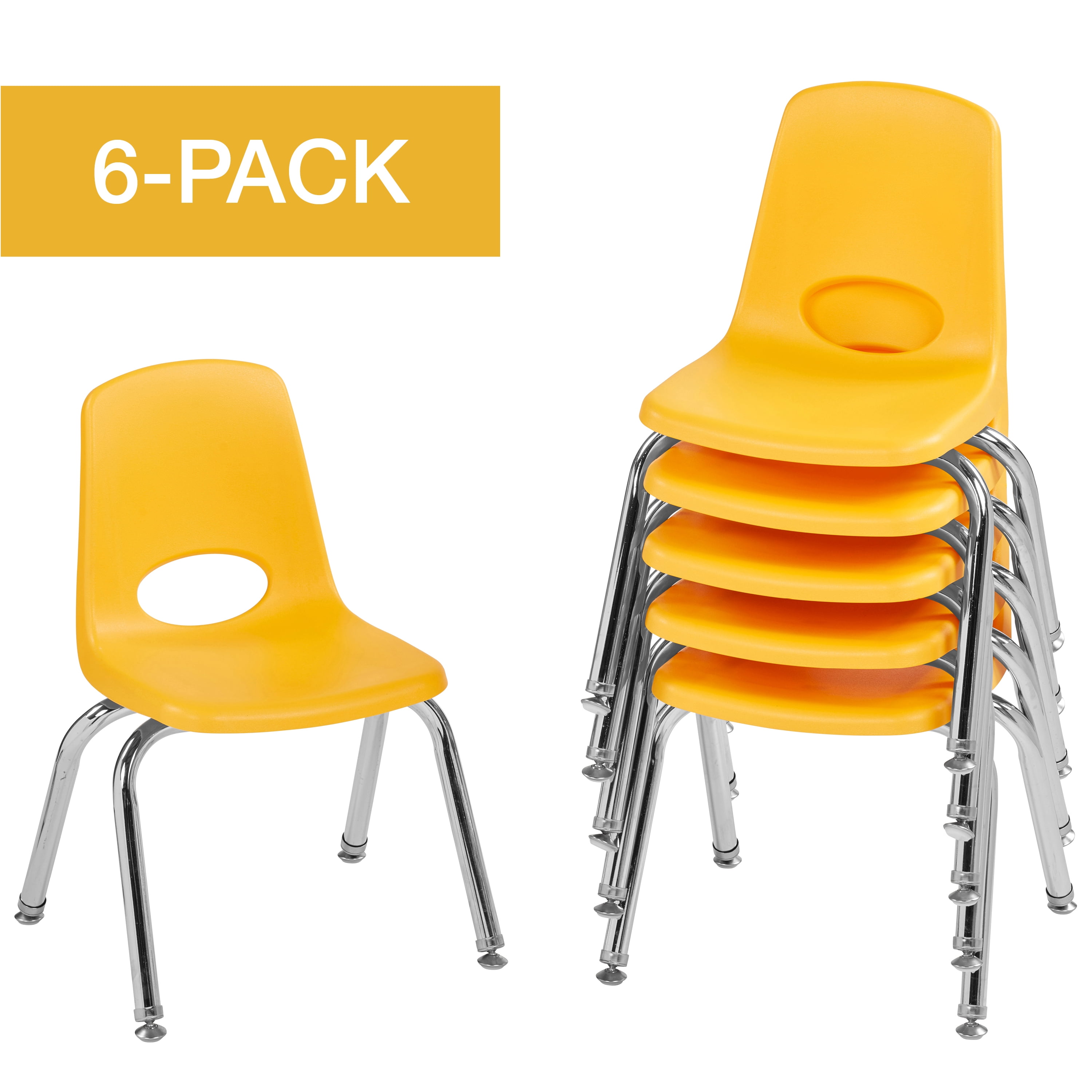 ECR4Kids School Stack Chair Chrome Legs Multiple Sizes Colors