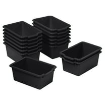 ECR4Kids Scoop Front Plastic Storage Bins, Multipurpose Organization, Black, 15-Piece