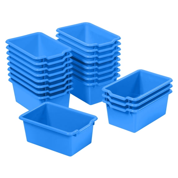 ECR4Kids Scoop Front Plastic Storage Bins, Multipurpose Organization, Blue, 20-Piece