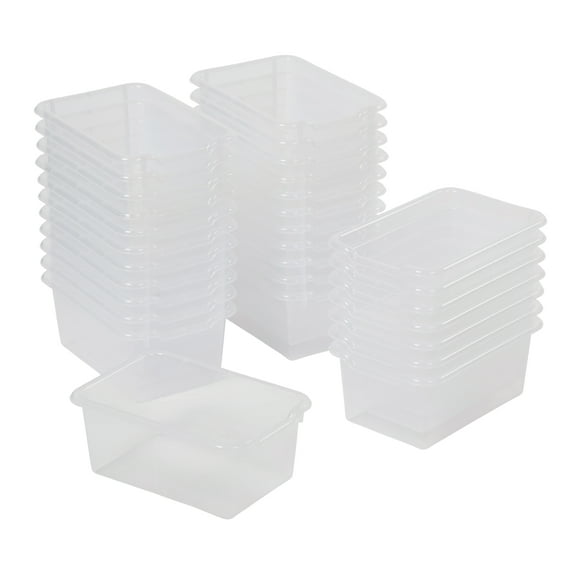 ECR4Kids Scoop Front Plastic Storage Bins, Multipurpose Organization, Clear, 30-Piece