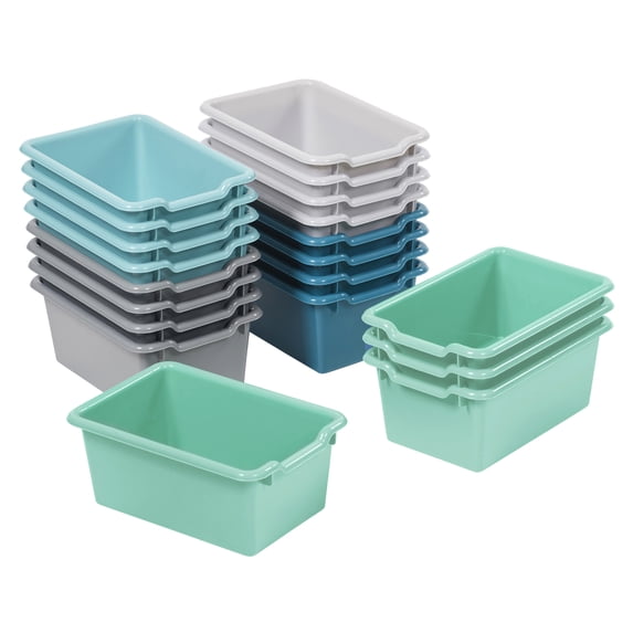 ECR4Kids Scoop Front Plastic Storage Bins, Multipurpose Organization, Contemporary, 20-Piece