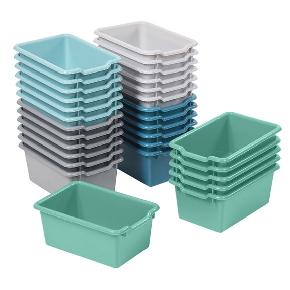 ECR4Kids Scoop Front Plastic Storage Bins, Multipurpose Organization, Contemporary, 30-Piece