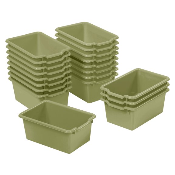 ECR4Kids Scoop Front Plastic Storage Bins, Multipurpose Organization, Fern Green, 20-Piece