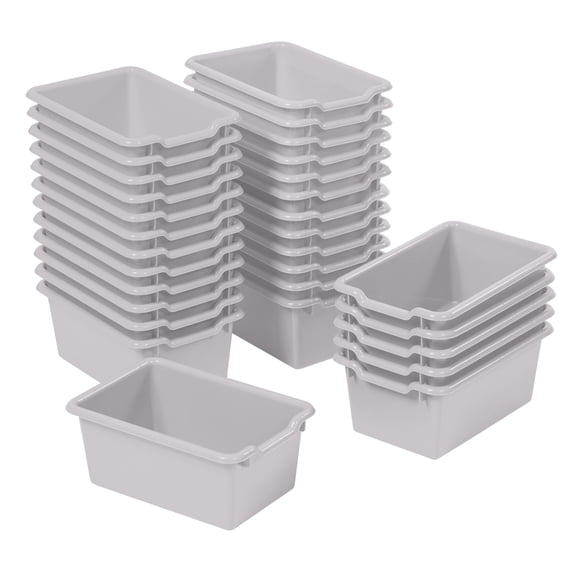 ECR4Kids Scoop Front Plastic Storage Bins, Multipurpose Organization, Light Grey, 30-Piece