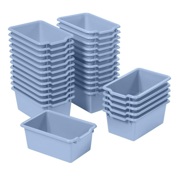 ECR4Kids Scoop Front Plastic Storage Bins, Multipurpose Organization, Powder Blue, 30-Piece