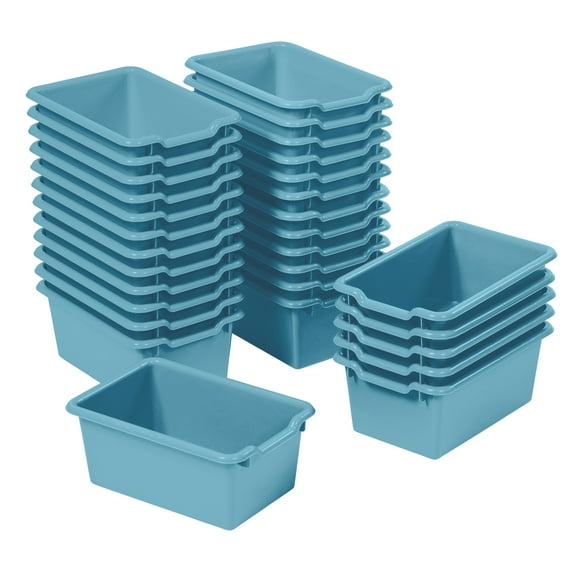 ECR4Kids Scoop Front Plastic Storage Bins, Multipurpose Organization, Turquoise, 30-Piece