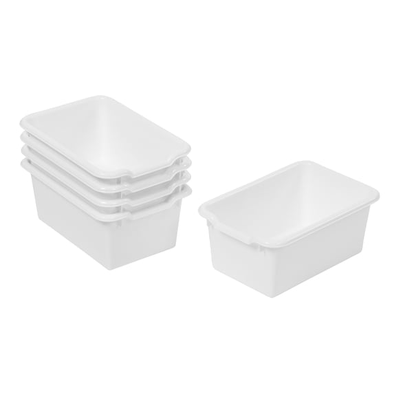 ECR4Kids Scoop Front Plastic Storage Bins, Multipurpose Organization, White, 5-Piece