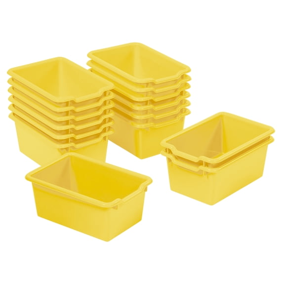 ECR4Kids Scoop Front Plastic Storage Bins, Multipurpose Organization, Yellow, 15-Piece