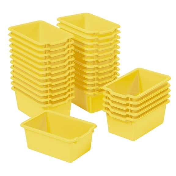 ECR4Kids Scoop Front Plastic Storage Bins, Multipurpose Organization, Yellow, 30-Piece