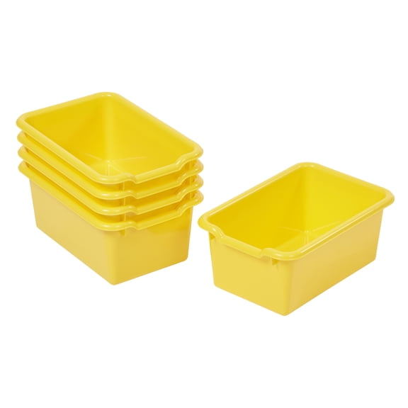 ECR4Kids Scoop Front Plastic Storage Bins, Multipurpose Organization, Yellow, 5-Piece