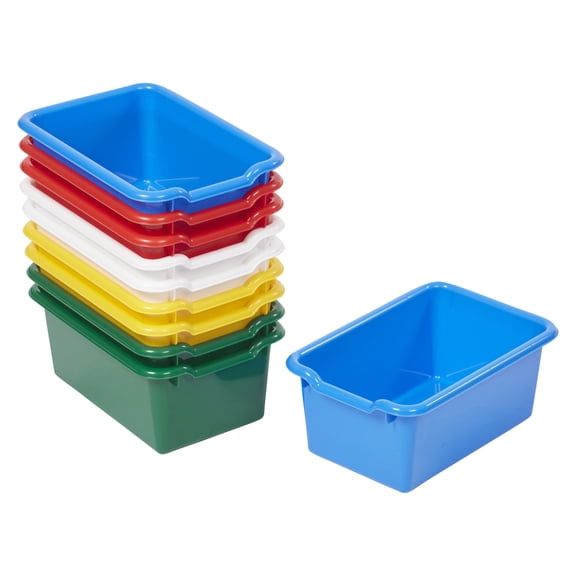 ECR4Kids Scoop Front Plastic Storage Bins, Multipurpose Organization, Assorted, 10-Piece