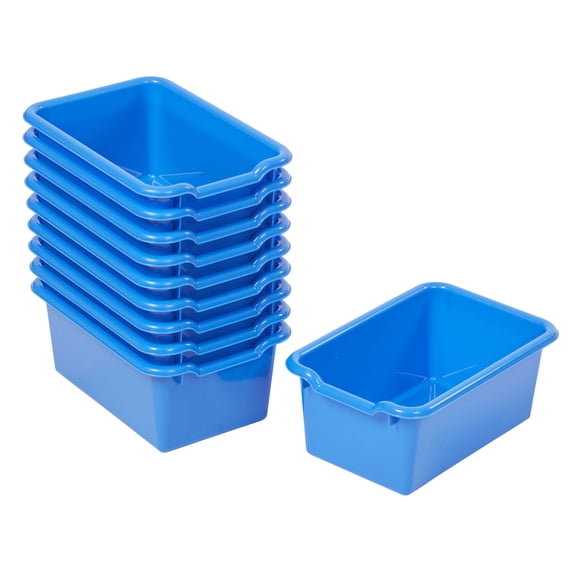 ECR4Kids Scoop Front Plastic Storage Bins, Multipurpose Organization, Blue, 10-Piece