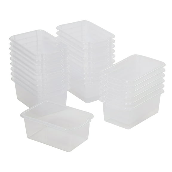 ECR4Kids Scoop Front Plastic Storage Bins, Multipurpose Organization, Clear, 25-Piece