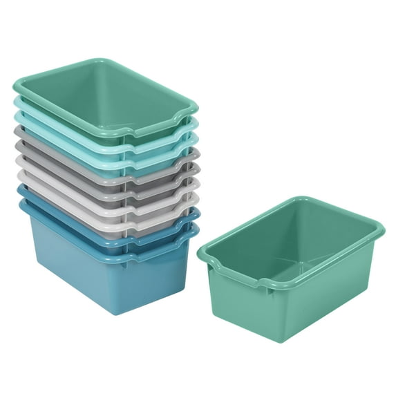 ECR4Kids Scoop Front Plastic Storage Bins, Multipurpose Organization, Contemporary, 10-Piece