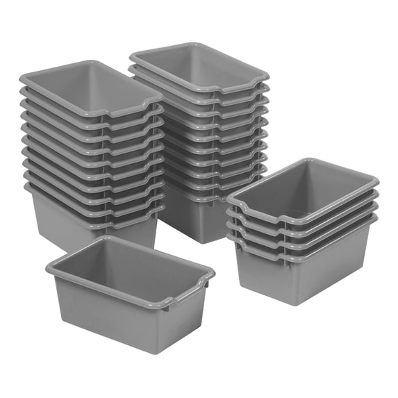 ECR4Kids Scoop Front Plastic Storage Bins, Multipurpose Organization, Dark Grey, 25-Piece