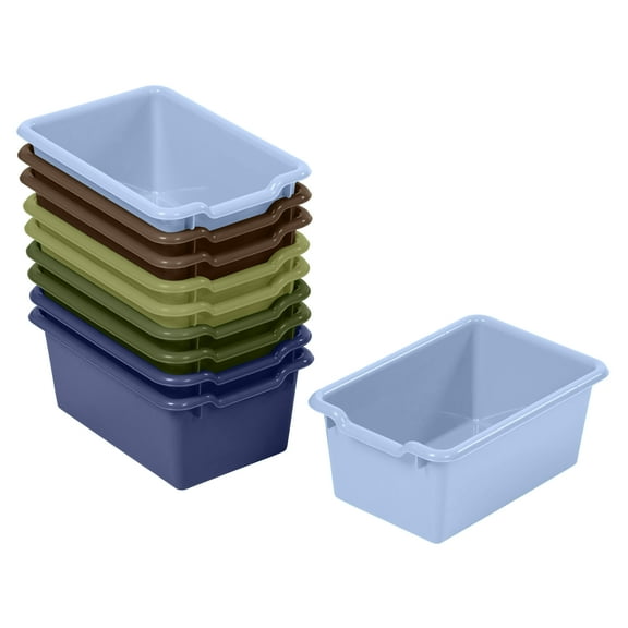 ECR4Kids Scoop Front Plastic Storage Bins, Multipurpose Organization, Earthtone, 10-Piece