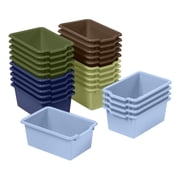 ECR4Kids Scoop Front Plastic Storage Bins, Multipurpose Organization, Earthtone, 25-Piece