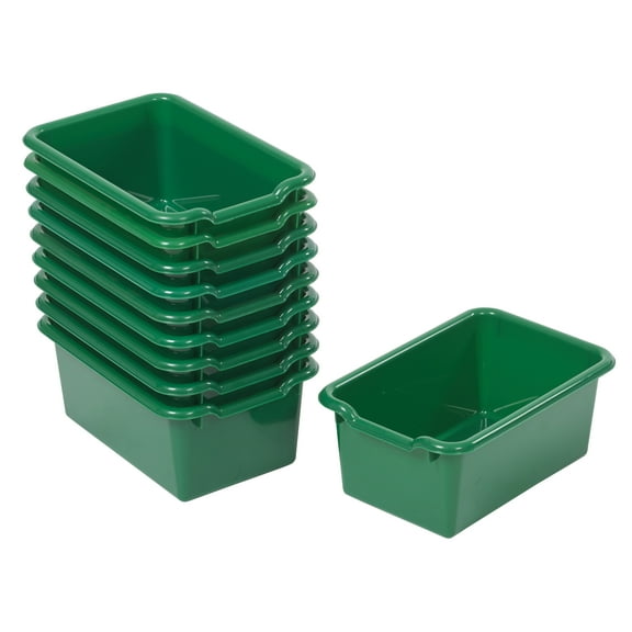 ECR4Kids Scoop Front Plastic Storage Bins, Multipurpose Organization, Green, 10-Piece