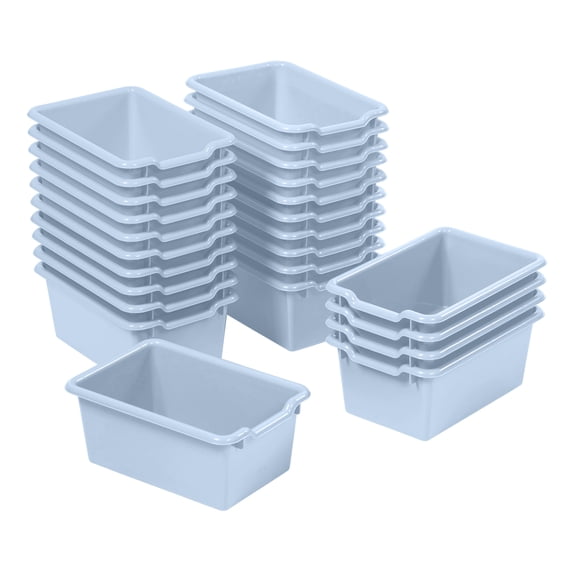 ECR4Kids Scoop Front Plastic Storage Bins, Multipurpose Organization, Powder Blue, 25-Piece