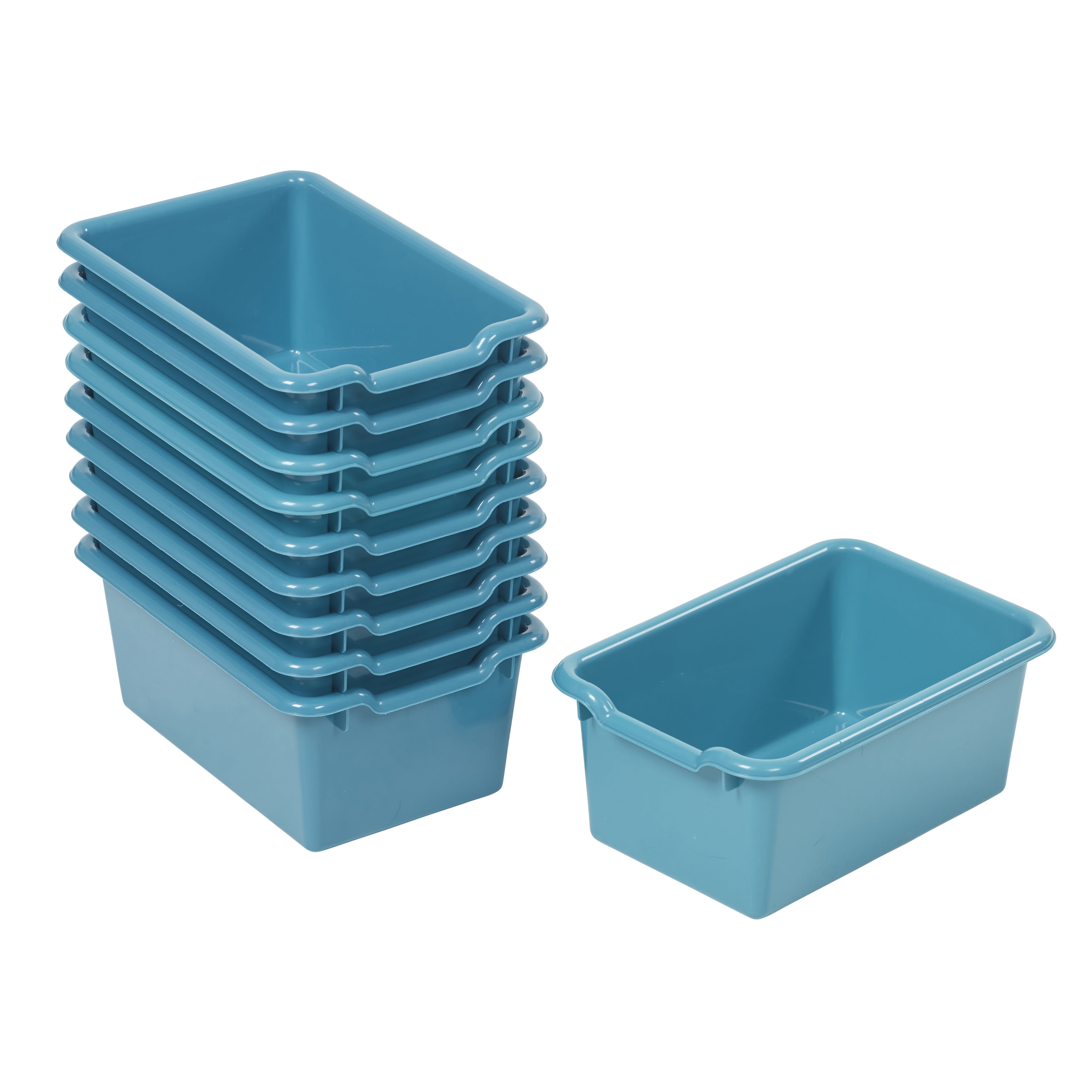 Turquoise Stackable Plastic Storage Bins for Kids, 10-Piece Set