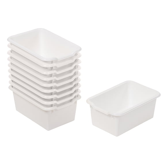 ECR4Kids Scoop Front Plastic Storage Bins, Multipurpose Organization, White, 10-Piece