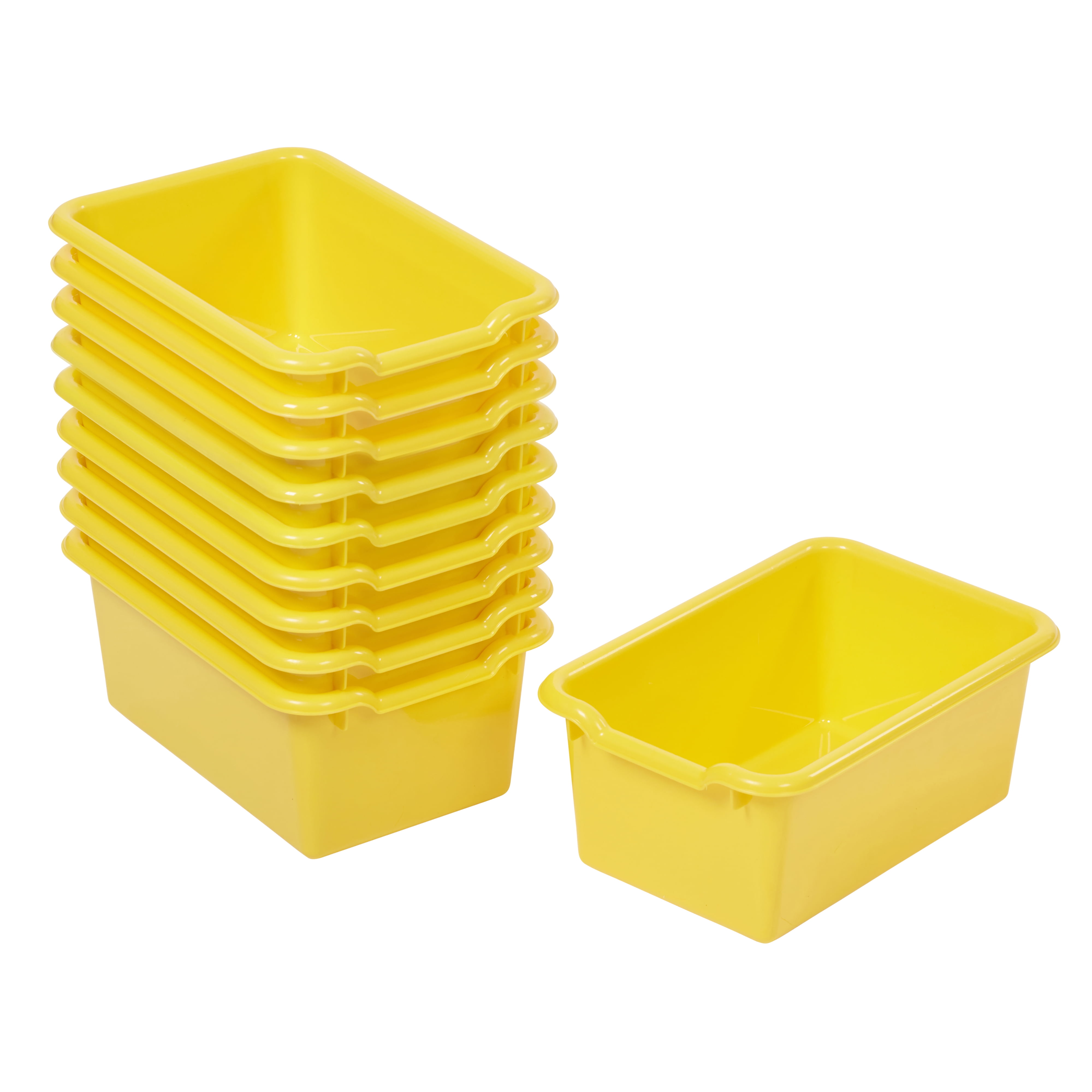 Yellow Stackable Plastic Kids Storage Bins, Set of 10