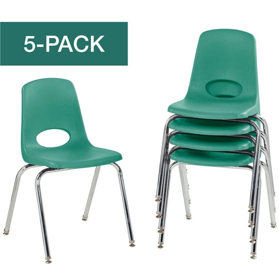 ECR4Kids Set of 5 18" Seat Height Stack Chair Chrome Legs Swivel Glide, Multiple Colors