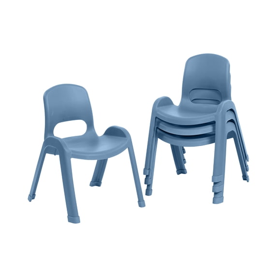 ECR4Kids Plastic Stackable SitRight Chair, 11in, Classroom Furniture, Peacock Blue, 4-Pack