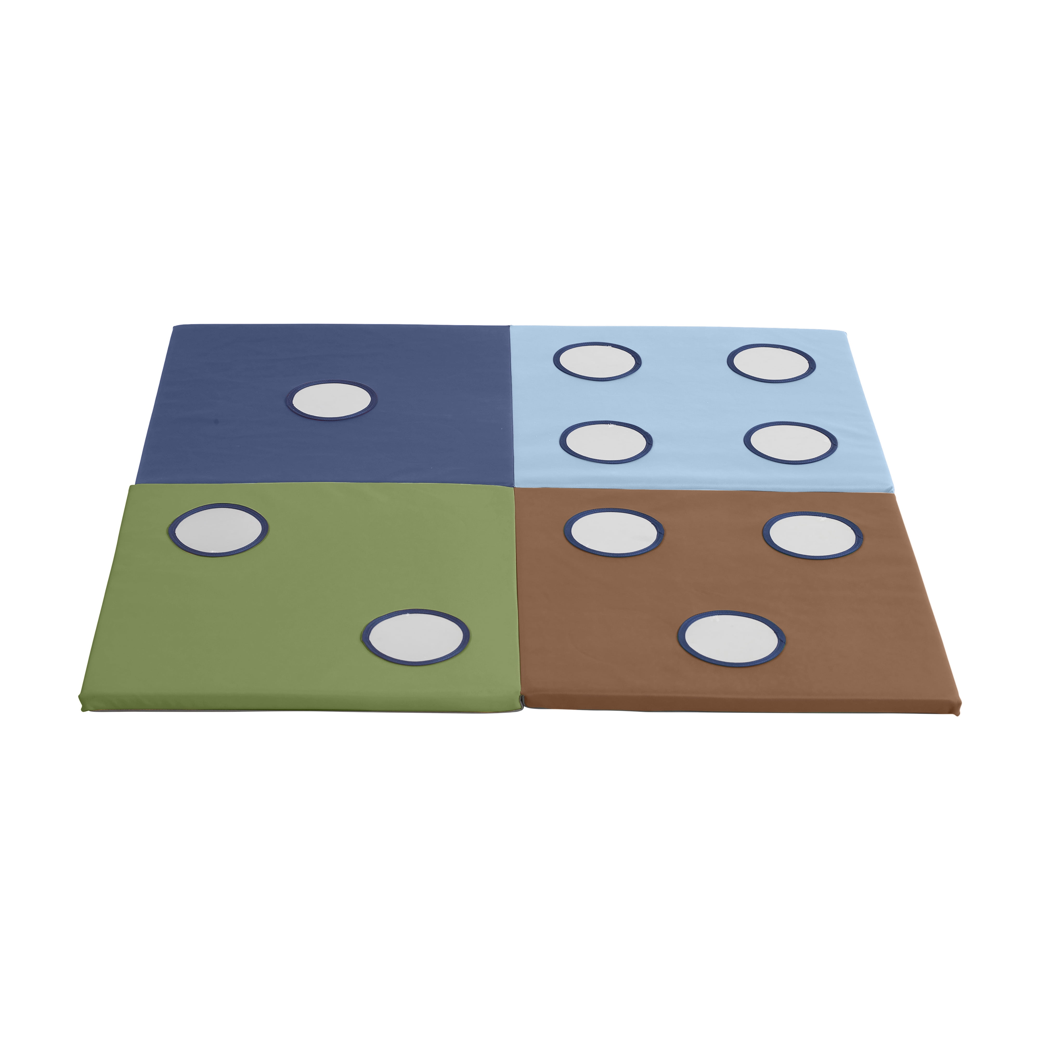 ECR4Kids SoftZone 123 Look at Me Activity Play Mat with Mirrors, Folding Playmat, Earthtone