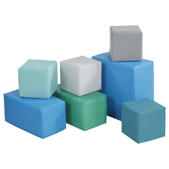 ECR4Kids SoftZone Large Foam Building Blocks, Beginner Playset, Contemporary, 7-Piece