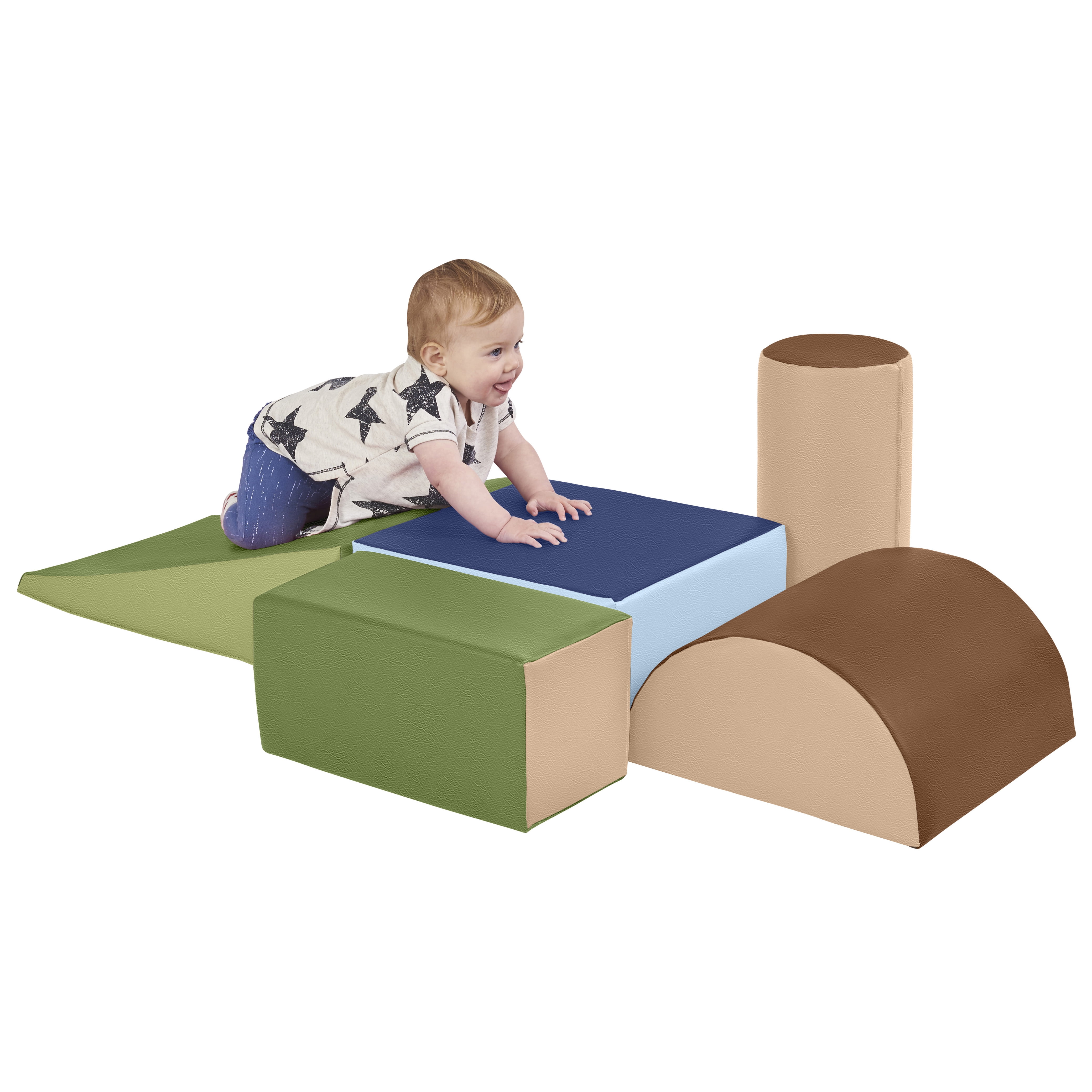 ECR4Kids SoftZone Climb and Crawl Playset Earthtone 5 Piece