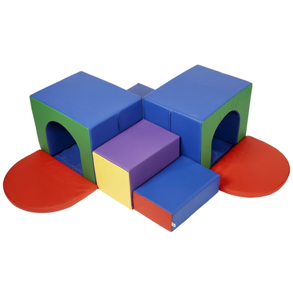 ECR4Kids SoftZone Tunnel Maze Corner Climber, Beginner Playset, Assorted, 7-Piece