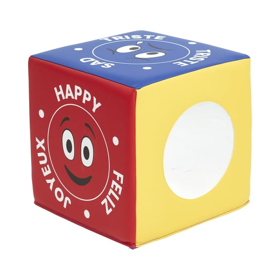 ECR4Kids SoftZone Trilingual Emotion Activity Cube with Mirror, Sensory Toy, Assorted