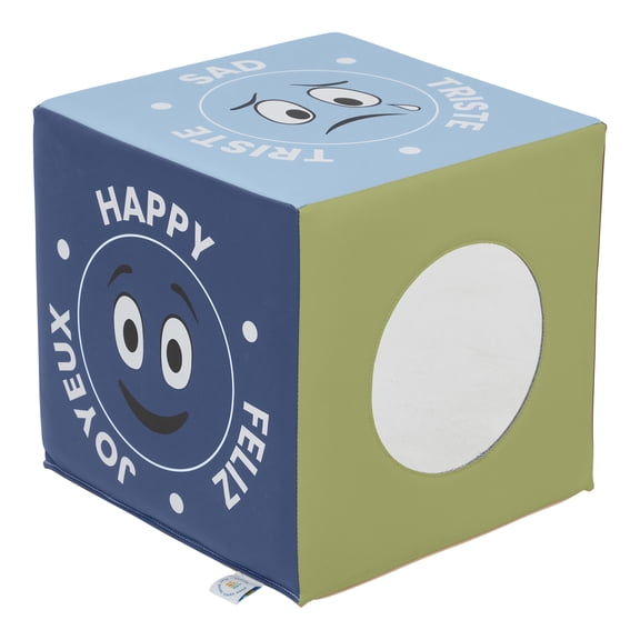 ECR4Kids SoftZone Trilingual Emotion Activity Cube with Mirror, Sensory Toy, Earthtone