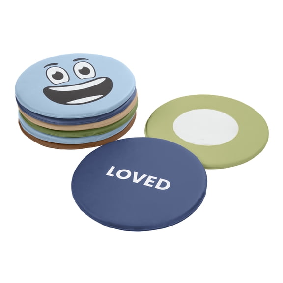 ECR4Kids SoftZone Emotion Pads with Mirror, English, Expression Cushions, Earthtone, 8-Piece