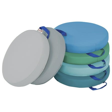 ECR4Kids SoftZone Round Floor Cushions with Handle, Flexible Seating, Contemporary, 6-Piece
