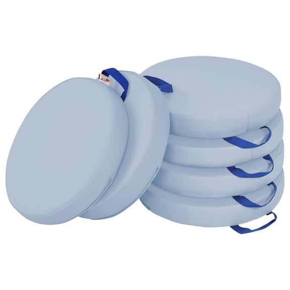 ECR4Kids SoftZone Floor Cushions, Round, Flexible Seating, Powder Blue, 6-Piece