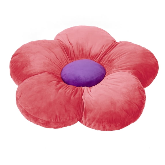 ECR4Kids SoftZone Flower-Shaped Floor Pillow Seat Cushion, 35in, Playroom Decor, Bright Pink