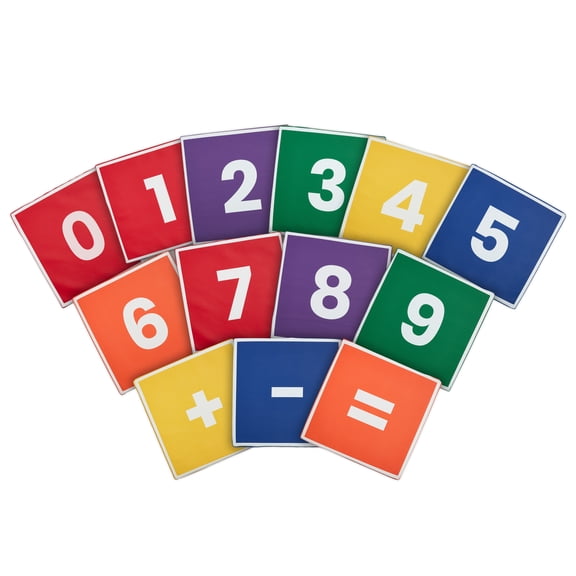 ECR4Kids SoftZone Hop to It Math Number Floor Mats Game, Assorted, 13-Piece